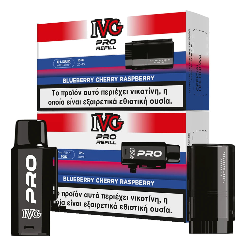 IVG Pro 10K Blueberry Cherry Raspberry ανταλλακτικό pod 2ml και υγρό 10ml, 20mg
