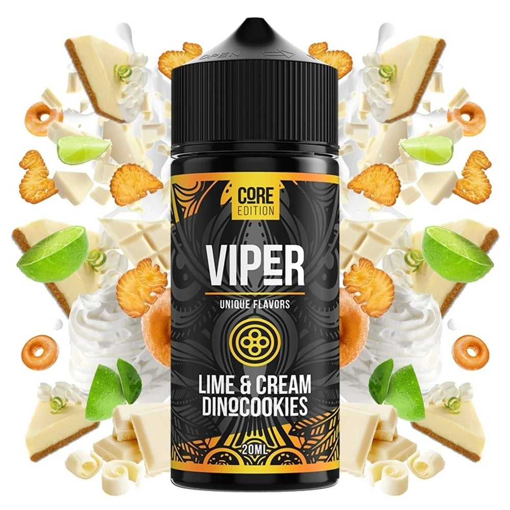 Viper Golden Owl Lime & Cream Dinocookies Core Edition Flavor Shot 20/120ml – λάιμ, κρέμα, μπισκότο, λευκή σοκολάτα, ντόνατ και cheesecake