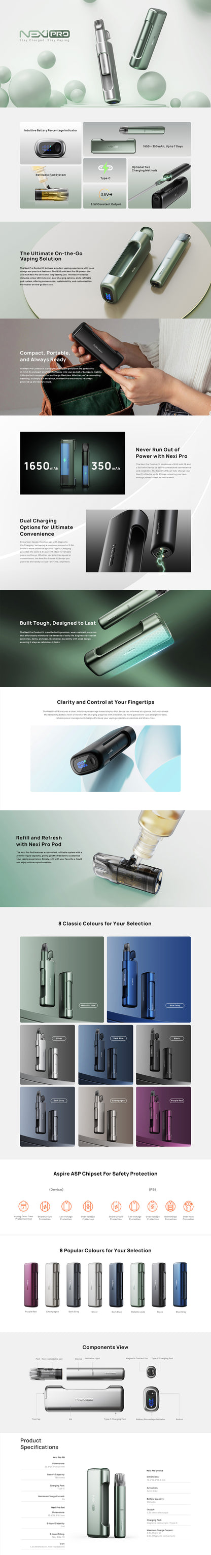 Aspire Nexi Pro Combo Pod Kit 350mAh + Powerbank 1650mAh 2ml