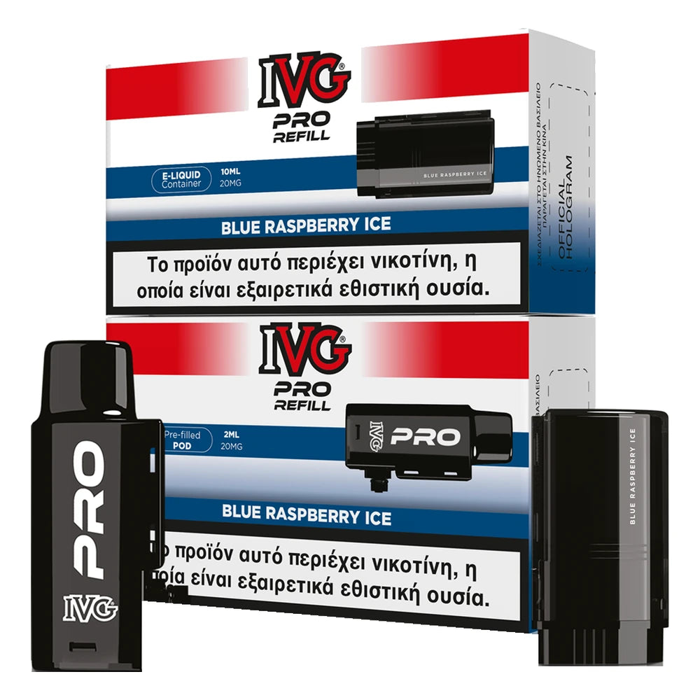 IVG Pro 10K Blue Raspberry Ice ανταλλακτικό pod 2ml και υγρό 10ml, 20mg