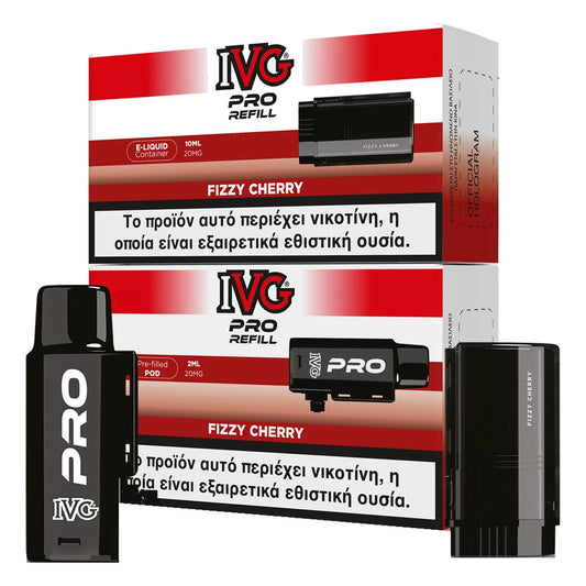 IVG Pro 10K Fizzy Cherry ανταλλακτικό pod 2ml και υγρό 10ml, 20mg