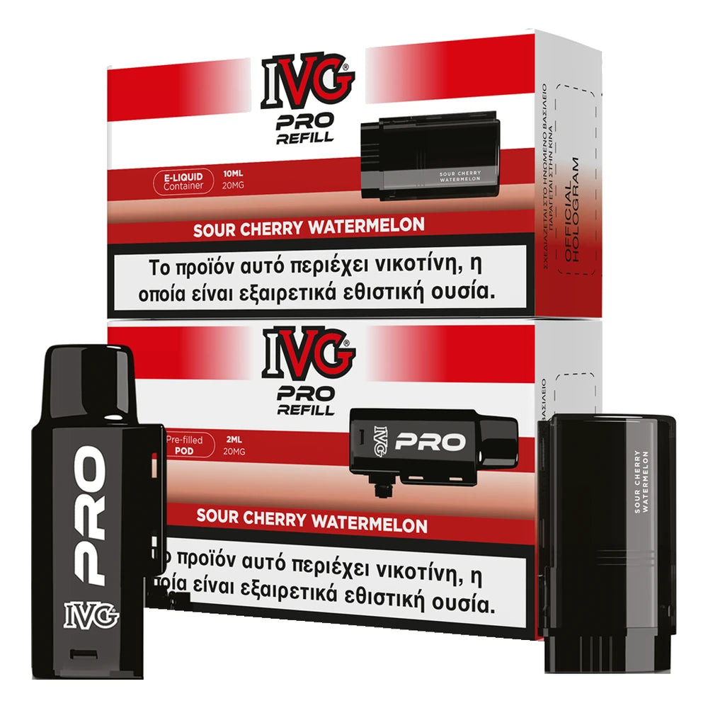 IVG Pro 10K Sour Cherry Watermelon ανταλλακτικό pod 2ml και υγρό 10ml, 20mg
