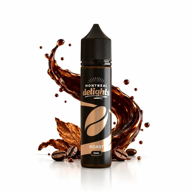 Montreal Delights Roast Flavor Shot 12/60ml σε λευκό φόντο με espresso, βανίλια, τιραμισού και καπνό