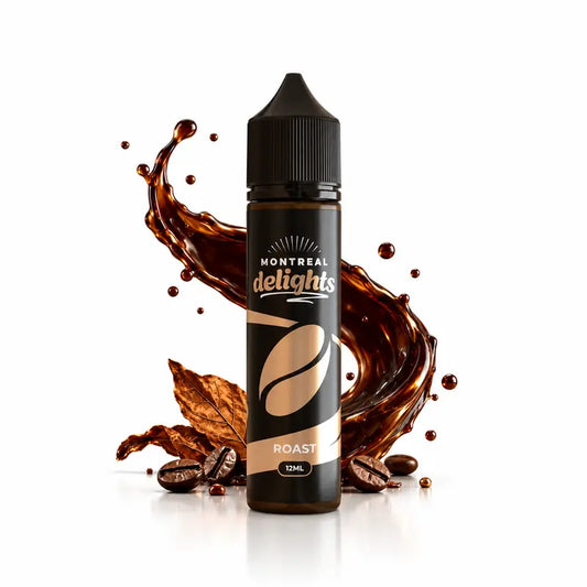 Montreal Delights Roast Flavor Shot 12/60ml σε λευκό φόντο με espresso, βανίλια, τιραμισού και καπνό