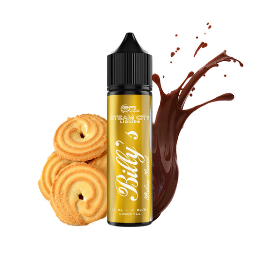 Steam City Billy’s Praline Biscuit Flavor Shot 10/60ml – σοκολατένια πραλίνα, κρέμα βανίλιας και βουτυρένιο μπισκότο